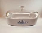 Vintage Blue Cornflower A-10-B Corning Ware Dish 2.5 Qt. with Pyrex A-12-C Lid