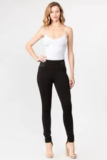 Women High Elastic waist Ponte Black Leggings Pants  stretch Ci Sono S,M,L PP412