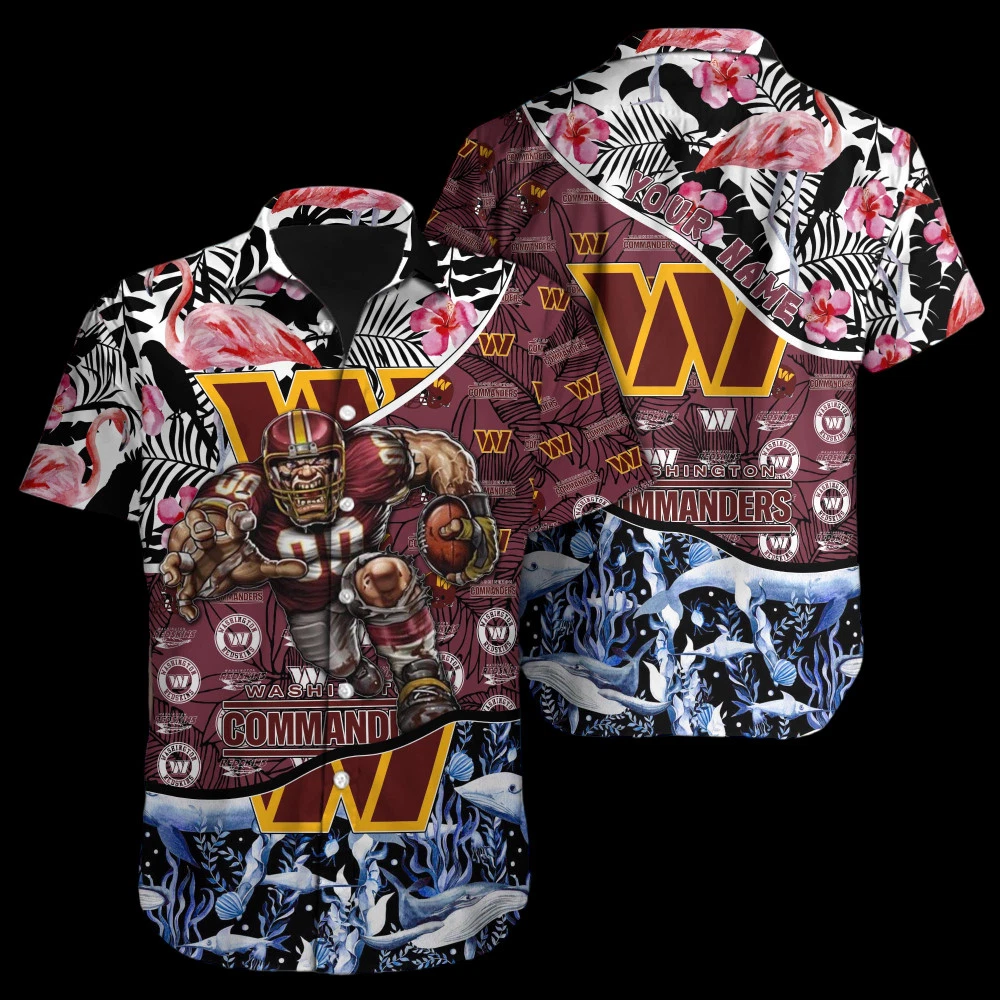 Personalized Washington Football Flamingo Summer Aloha Unisex Hawaiian Shirt, Gift for Fan