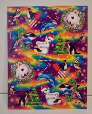 Vintage Lisa Frank Sticker Sheet S350 Christmas Holiday Roary Polar Bear Max