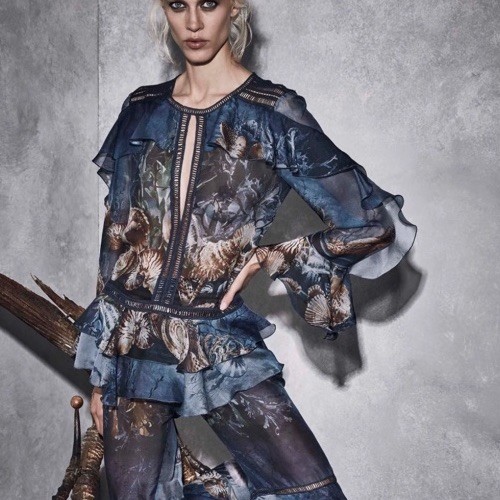 Alberta Ferretti Runway Resort 2017 Ocean Themed Silk Blouse Top Only Read Descr