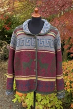 VTG 90s Ivy Blanket  Jacket Coat L Winter Northern Trees Deer Wool Made In USA