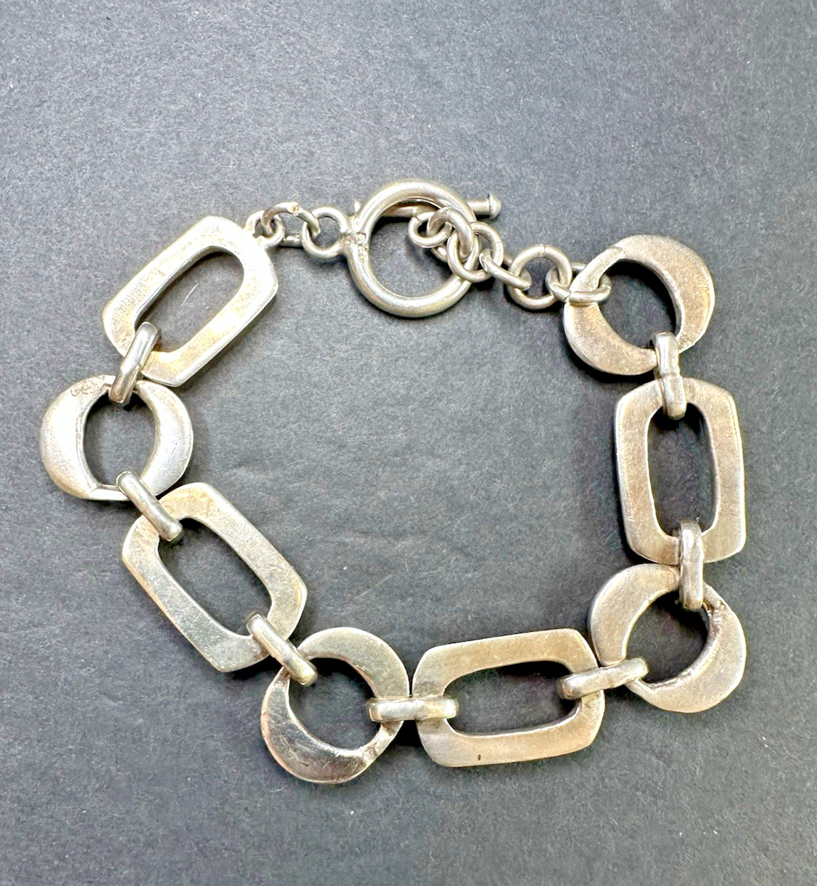 925 Sterling Silver Chunky Solid Link Shapes Togg… - image 3