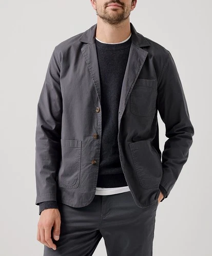 Pact Men's Boulevard Brushed Twill Blazer Medium Storm Outerwear Top - product listing photo