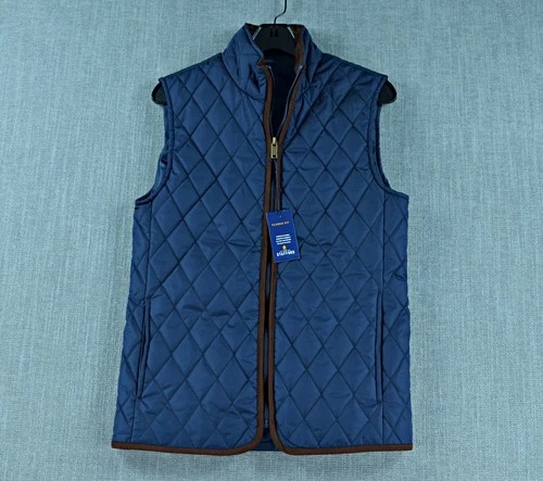 Stafford Quilted Vest Men's S Blue Classic Fit Lined Full Zip Golf NWT - product listing photo