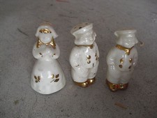 Lot of 3 Vintage Porcelain Dutch Boy Girl S&P Shaker Figurines 2 1/2" Tall