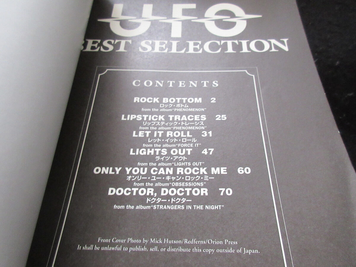 UFO Best Selection Japan Band Score Song Book Michael