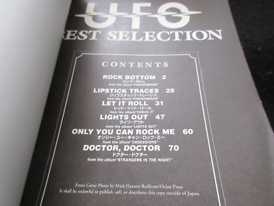 UFO Best Selection Japan Band Score Song Book Michael Schenker