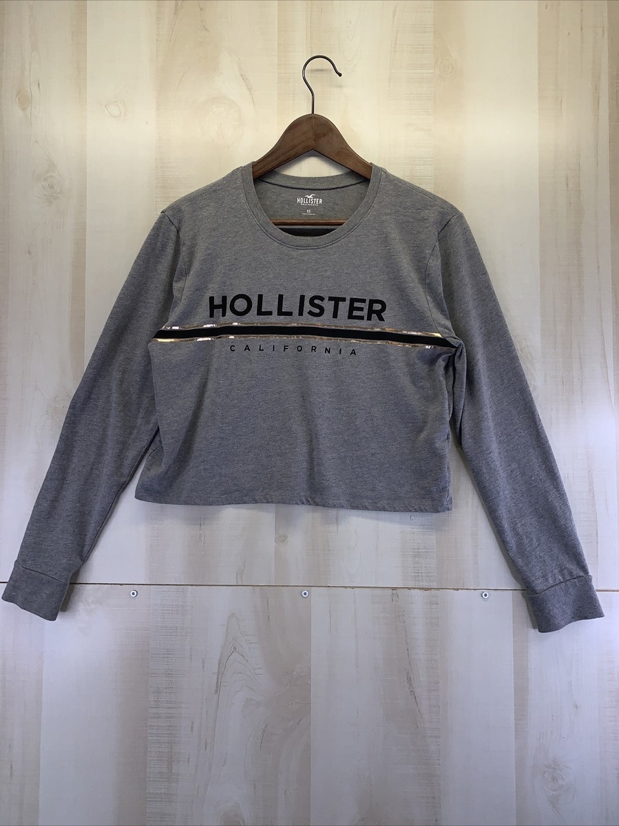 Hollister Womens/Teens Gray Long Sleeve Crop T Shirt Size XS-6253
