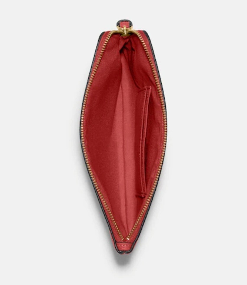COACH Large Corner Zip Wristlet Cross Grain Leather Red NWT