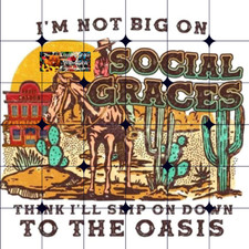 Sublimation Print Social Graces Western Ready to Press Heat Transfer