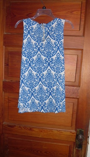 Olivia Moon Blue/White Tank Top Size Large with Zipper Back Made in USA - Picture 5 of 5