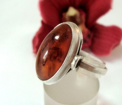 älterer Bernstein Ring 830 Silber Bernsteinring real amber / ch 546