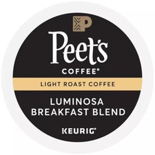 PEET'S COFFEE LUMINOSA BREAKFAST BLEND LIGHT ROAST KCUPS 22CT