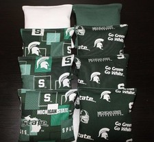 8 All Weather Cornhole Bean Bags made w MICHIGAN STATE University MSU Fabric