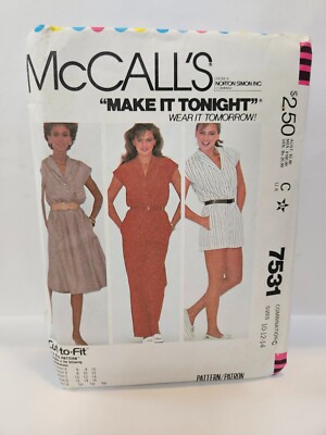 McCall's 7531 Size 10-14 Dress & Jumpsuit Uncut 1981