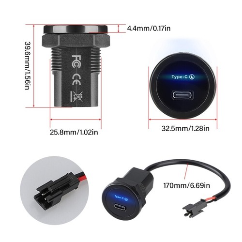 30W USB Type C Charging Outlet, Quick Charging Power Adapter for Car - Zdjęcie 8 z 8