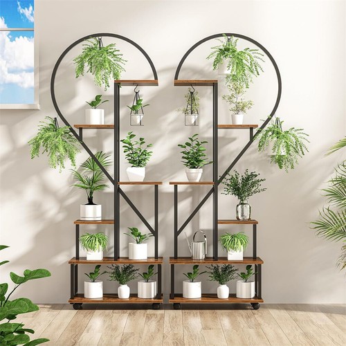 L/XL 6-Tier Indoor Plant Stand 2PCS Tall Metal Heart Shaped Flowers Pots Display - Picture 6 of 25