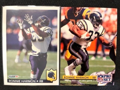NFL - Ronnie Harmon 1992 Fleer & 1992 Pro Set Football - Chargers