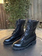 Chippewa Black Leather Combat Boots Women's Size 7.5 B Made In USA