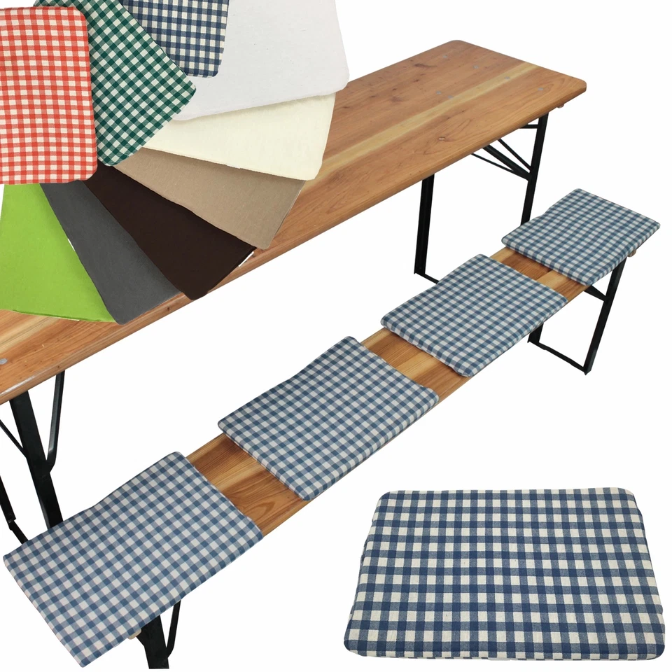 NYVI Bierbank Sitzkissen 4er Pack für Bierbänke Polster Auflagen Sitzpolster Kissen