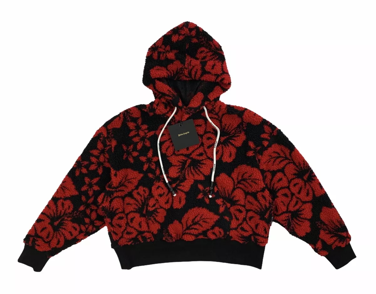 Palm Angels Hoody Hoodie Hawaiian Pile - Black/Red - RRP £450 - New