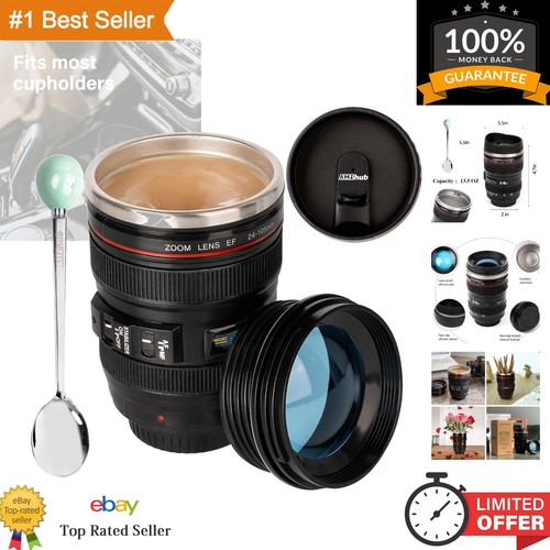 Novelty Camera Lens Coffee Mug with Lid & Spoon - Stylish Gift for Men & Women