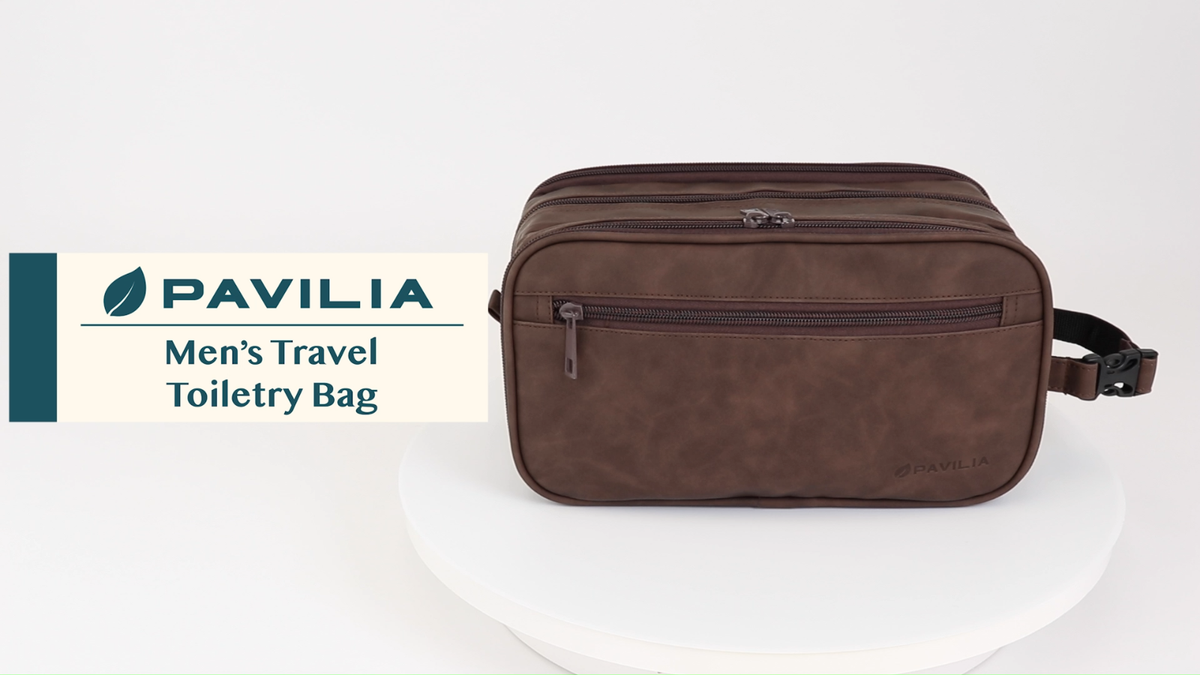 Mens Toiletry Bag with Zipper PU Leather Case Organizer Portable Travel Dopp Kit | eBay Mens Toiletry Bag with Zipper PU Leather Case Organizer Portable Travel Dopp Kit | eBay