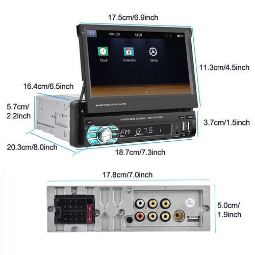 Autoradio singolo 1DIN 7" ribaltabile stereo wireless Apple Carplay Android Auto BT - Foto 4 di 21