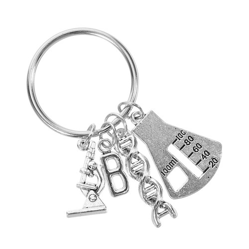 Microscope Key Ring Chemistry Keychain Present Academic Ornament - Zdjęcie 2 z 12
