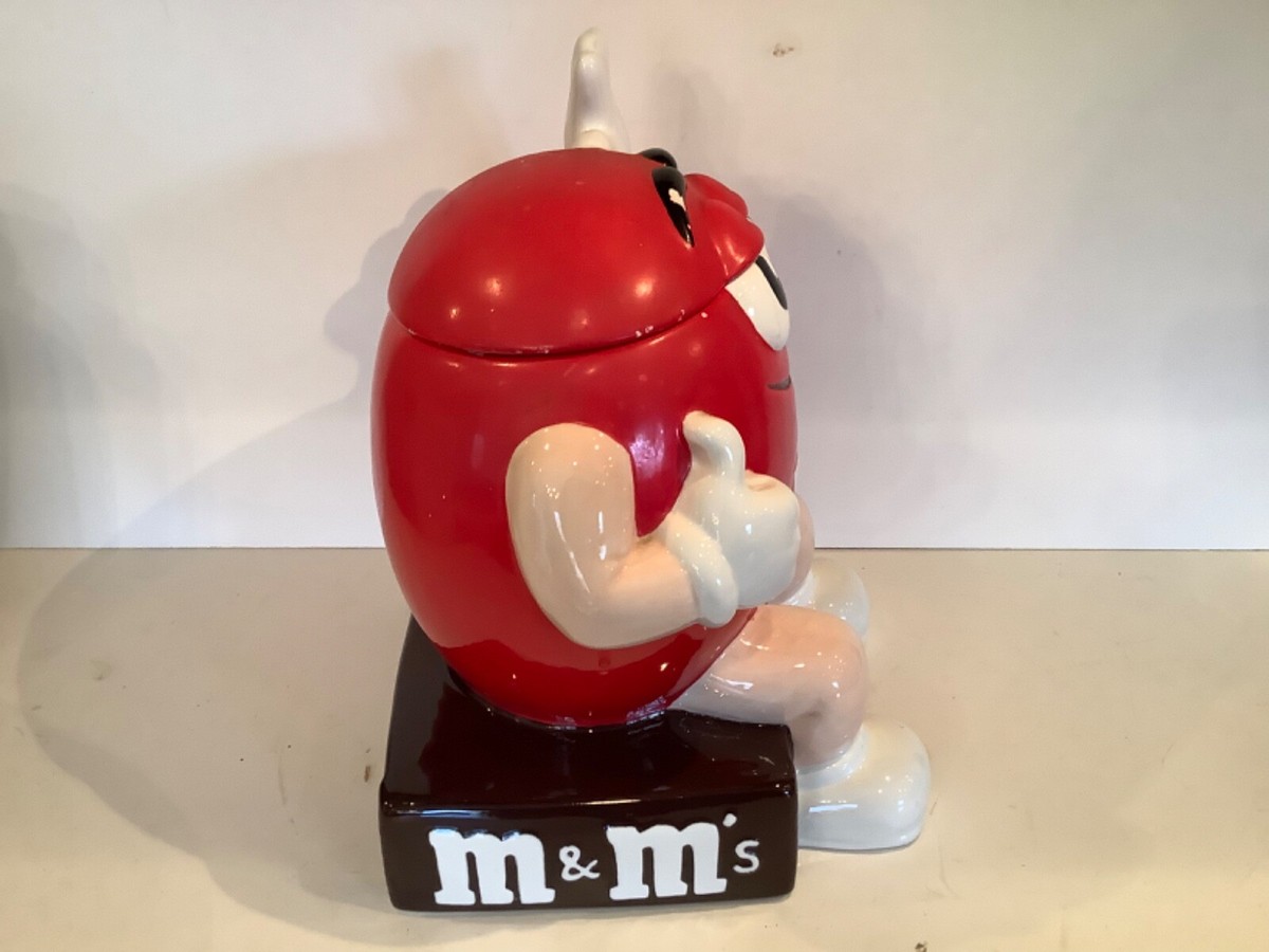 M & M Red Sculpted Candy Mars Ceramic Benjamin & Medwin Cookie Jar