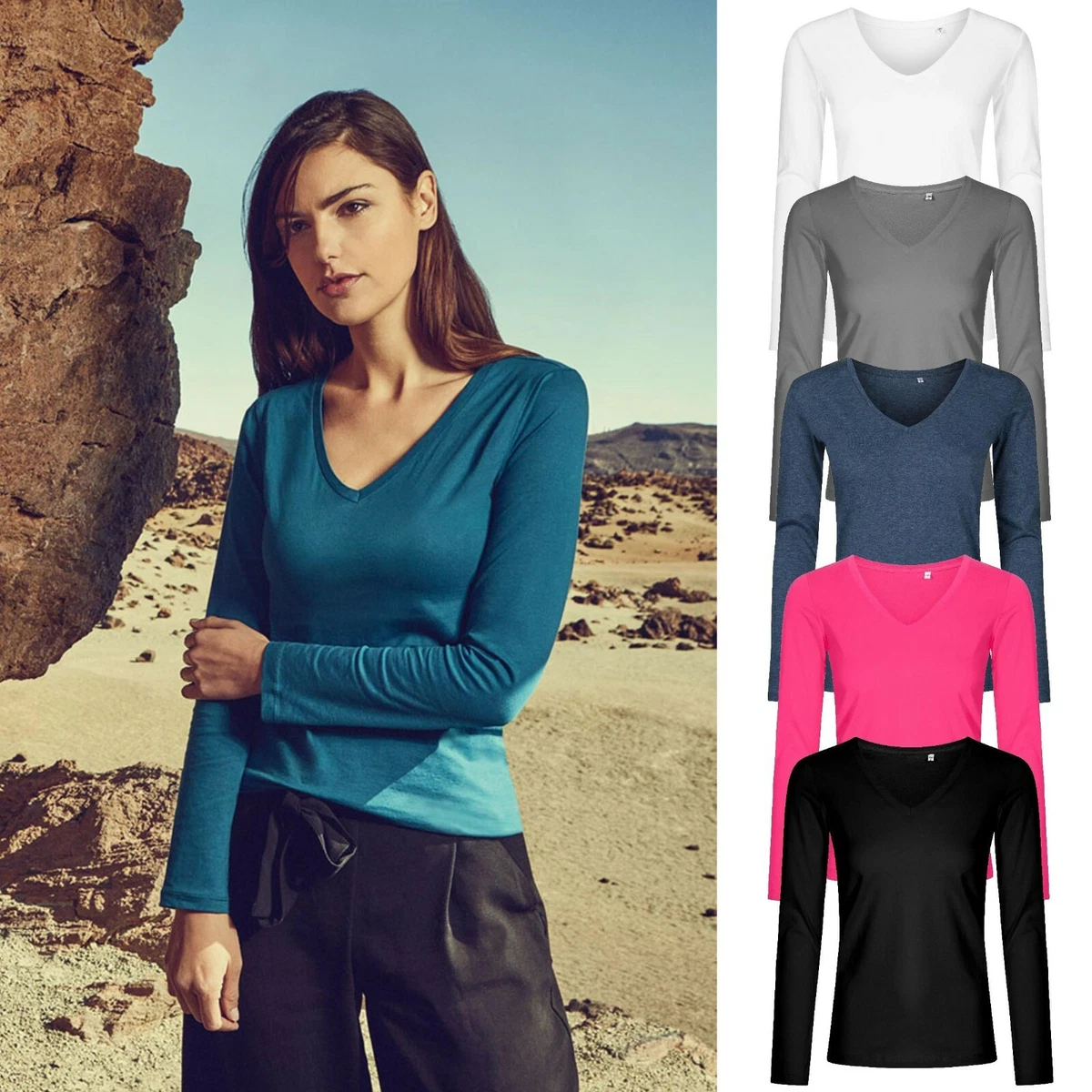 Damen Langarmshirt Mit * Eckauschnitt Und Schwingä Produktbild-Vorschau 7