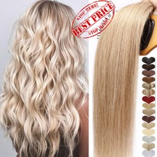 Thick Double Weft Clip In Real Remy Human hair Extensions Full Head Blonde 8 PCS