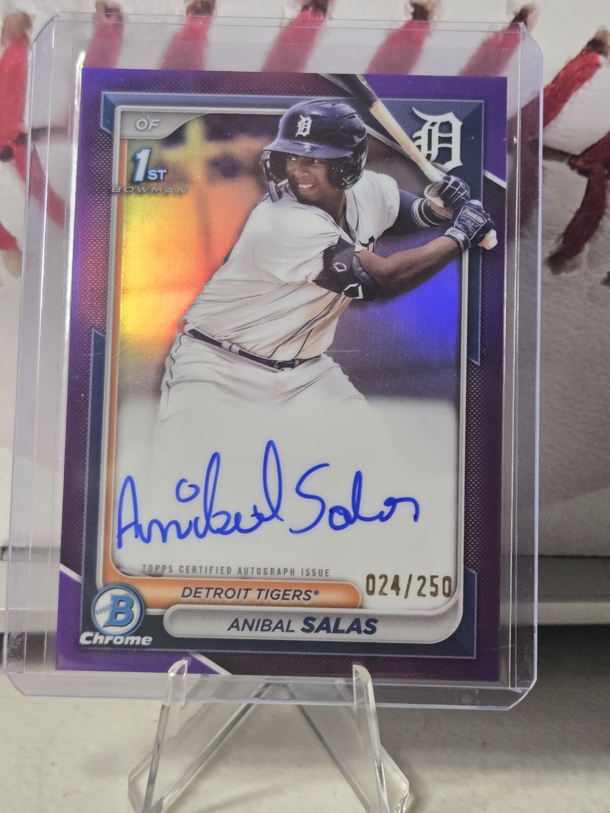 2024 Bowman Chrome Anibal Salas 1st Bowman Auto Purple Refractor #/250 Tigers