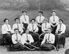 Students with their hockey sticks Historic Old Photo