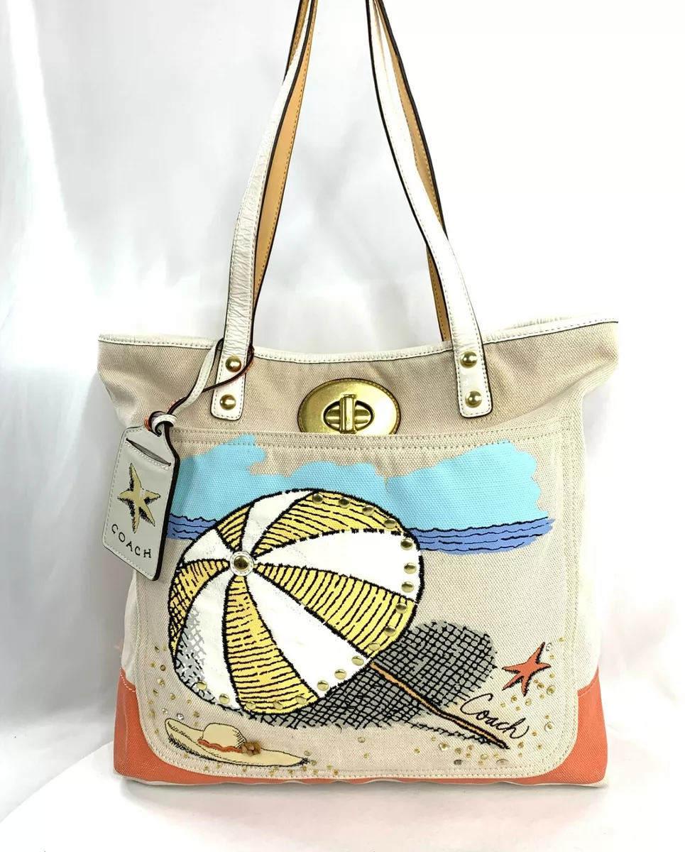 Coach Pierre Le Tan 14962 Beach Umbrella Canvas Tote Shoulder Bag