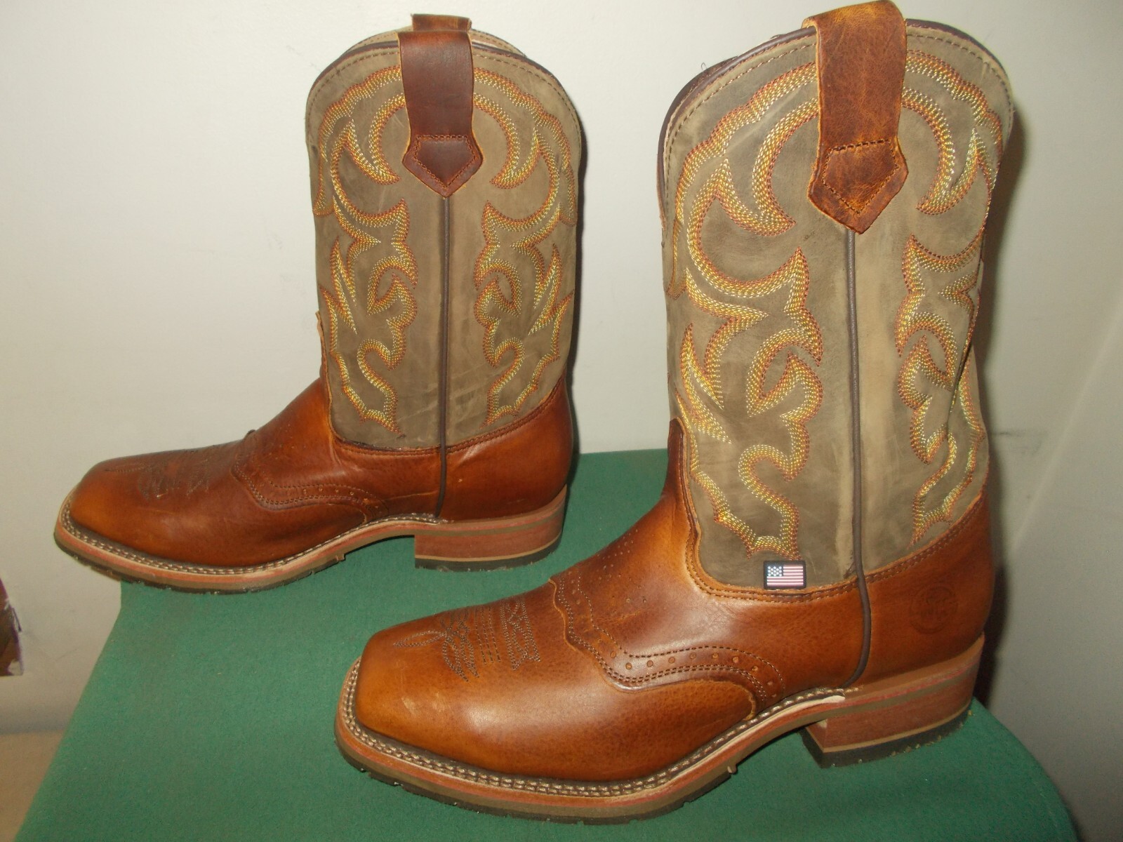 Mens 11 EE Square Toe ICE Roper Work Western Cowboy Boots USA Made