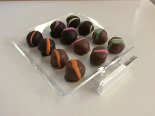 Chocolate candy acrylic showcase display case tray for retail stores 6" x 6" 