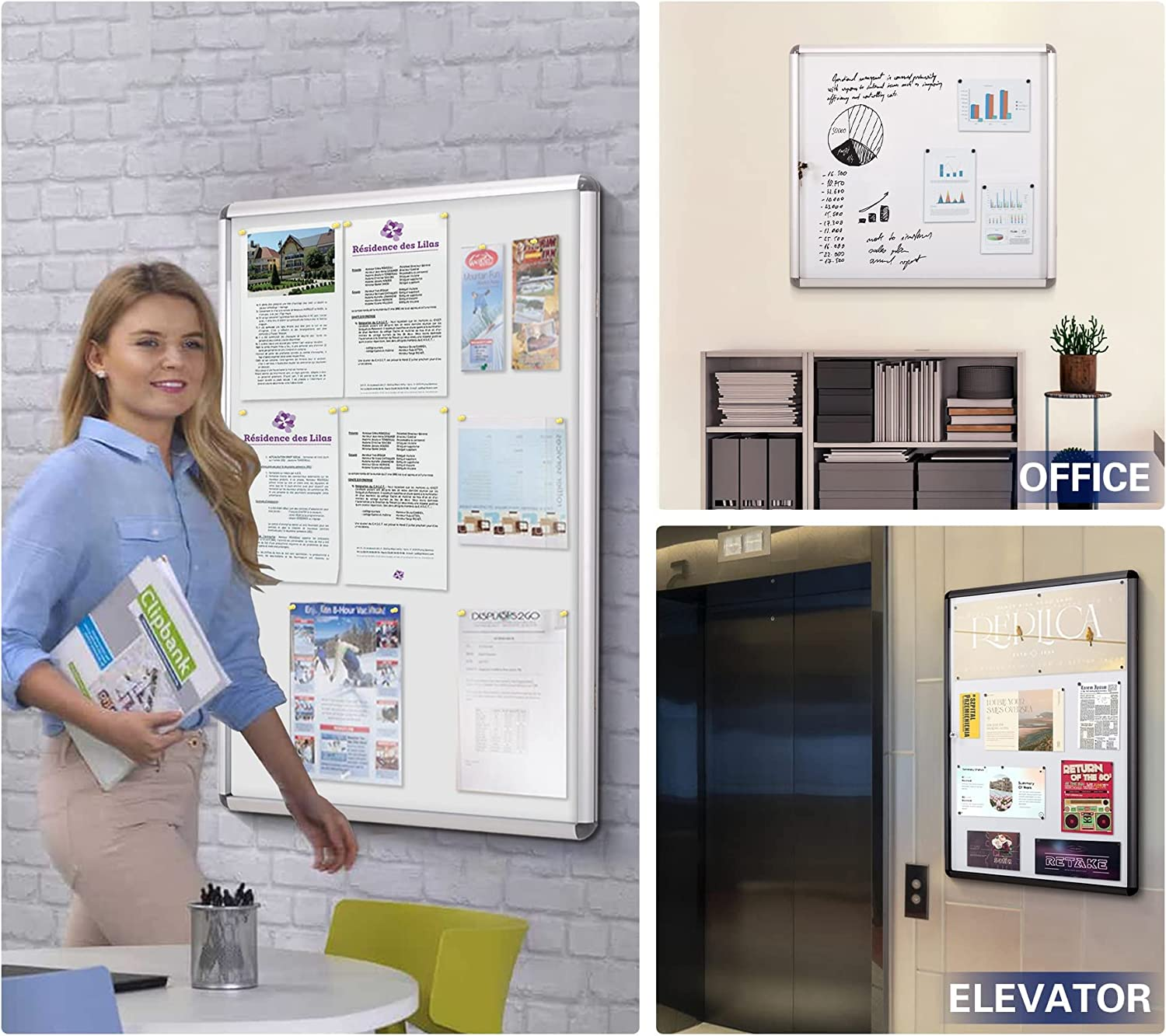 Swansea Lockable Noticeboard White Bulletin Boards Wall Mount