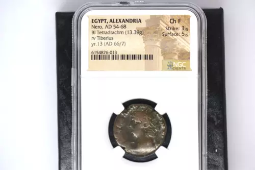 EGYPT. Alexandria. Nero (AD 54-68). BI tetradrachm.   NGC Choice Fine 3/5 - 5/5
