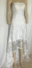 White Lace High/Low Beach, Casual Wedding Dress, Size 6-16