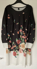 Emery Rose Floral Long Sleeved Black & White Women's Dress Plus Size 1 XL. VGC.