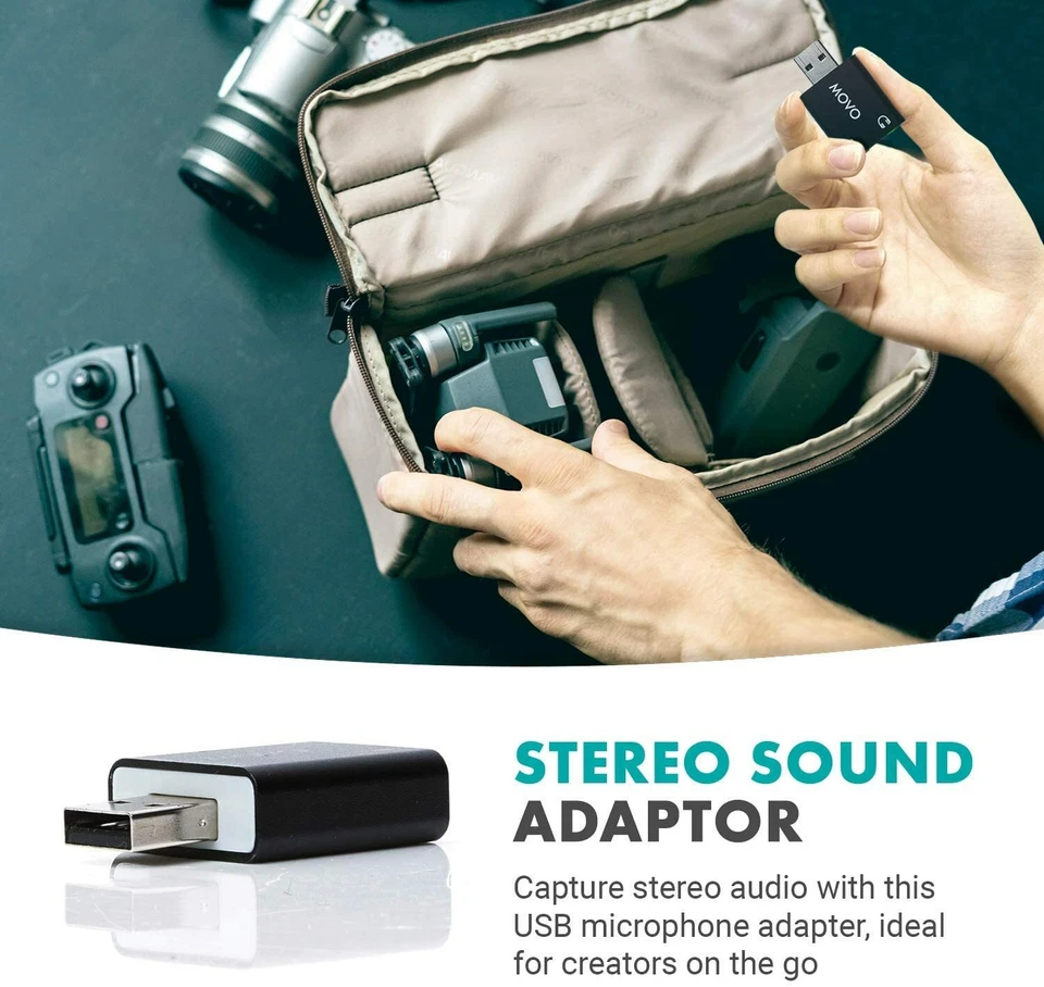 Movo 3.5mm TRS Microphone to External Sound Card USB Audio Adapter for PC & Mac - Image 3 of 4