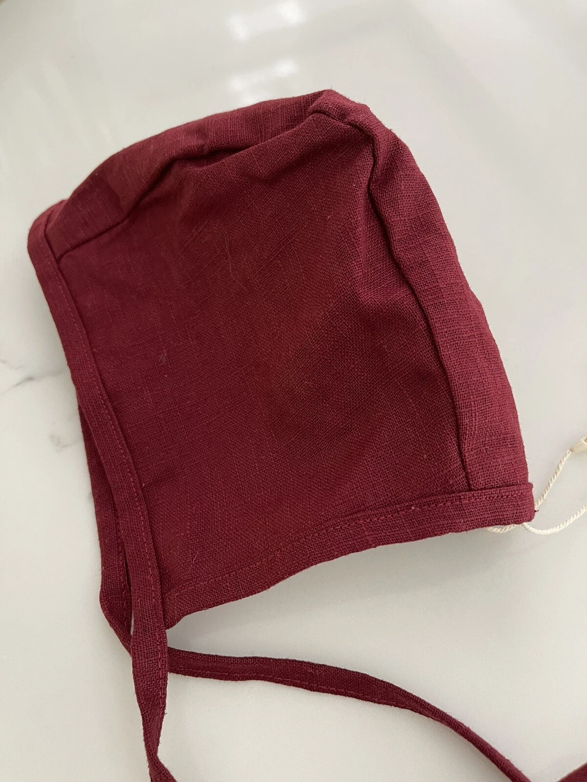 baby girl Wine Color linen Floral Reversible bonnet 12/18 Month NWT