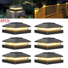 6Pack Solar Post Cap Light For 4x4 Outdoor Waterproof LED Deck Fence Light