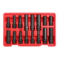 Pro Security Locking Key Lug Nut Master Socket Set Tool Kit Wheel Removal 16pc