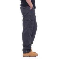 New Mens Cargo Combat Work Trousers Pockets Cotton Loose Machine Washable Pants