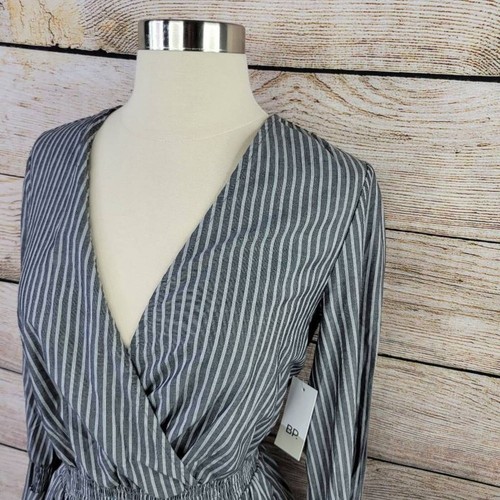 NWT Nordstrom BP Striped Surplice Layered Long Sleeve Dress Size Small - Picture 2 of 8