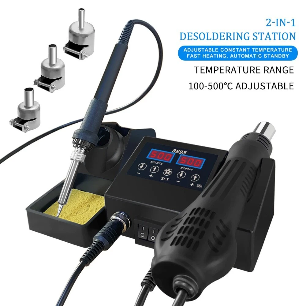 Soldering Station 2 in 1 Soldering Iron Portable Hot Air Gun Blower Heat Gun  | eBay