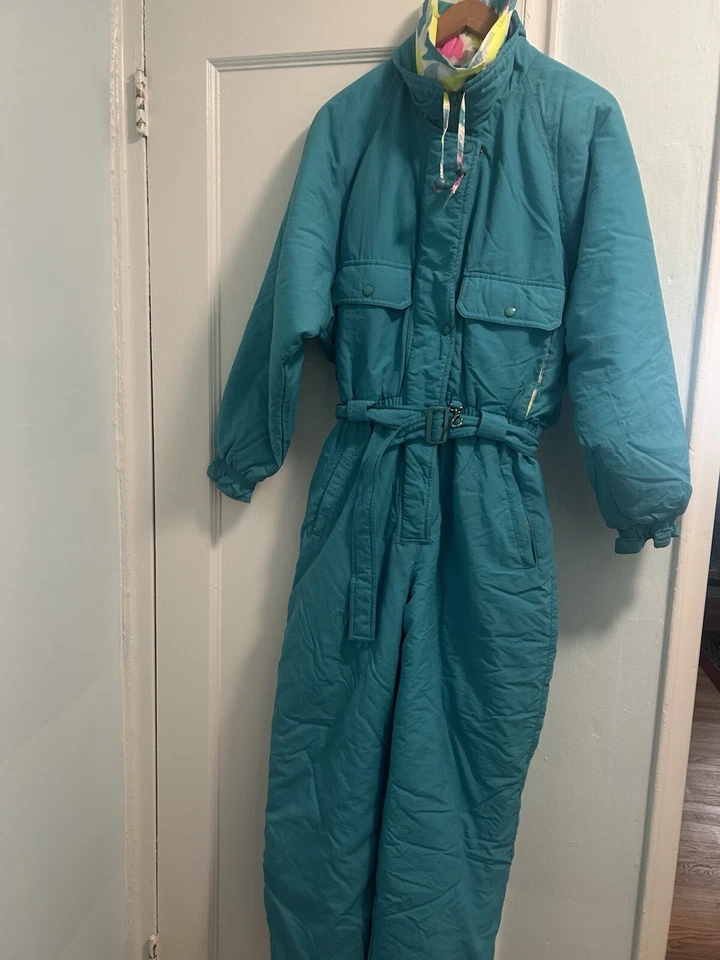 Vintage SKI SNOW SUIT Retro Teal One Piece Vintage M/L 44 ( Excellent Condition) - Image 2 of 4